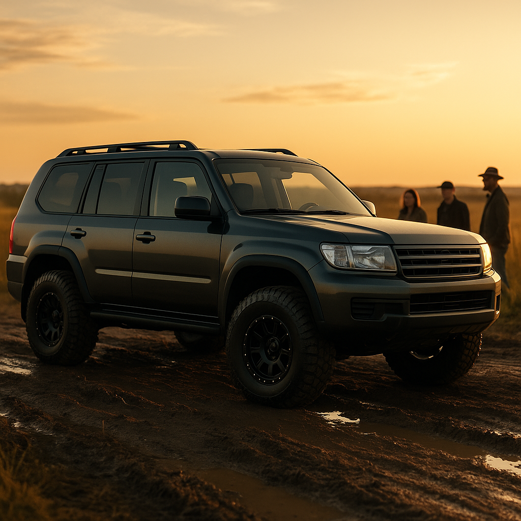 Lifted SUV on a muddy trail showing tasteful modern 4x4 upgrades