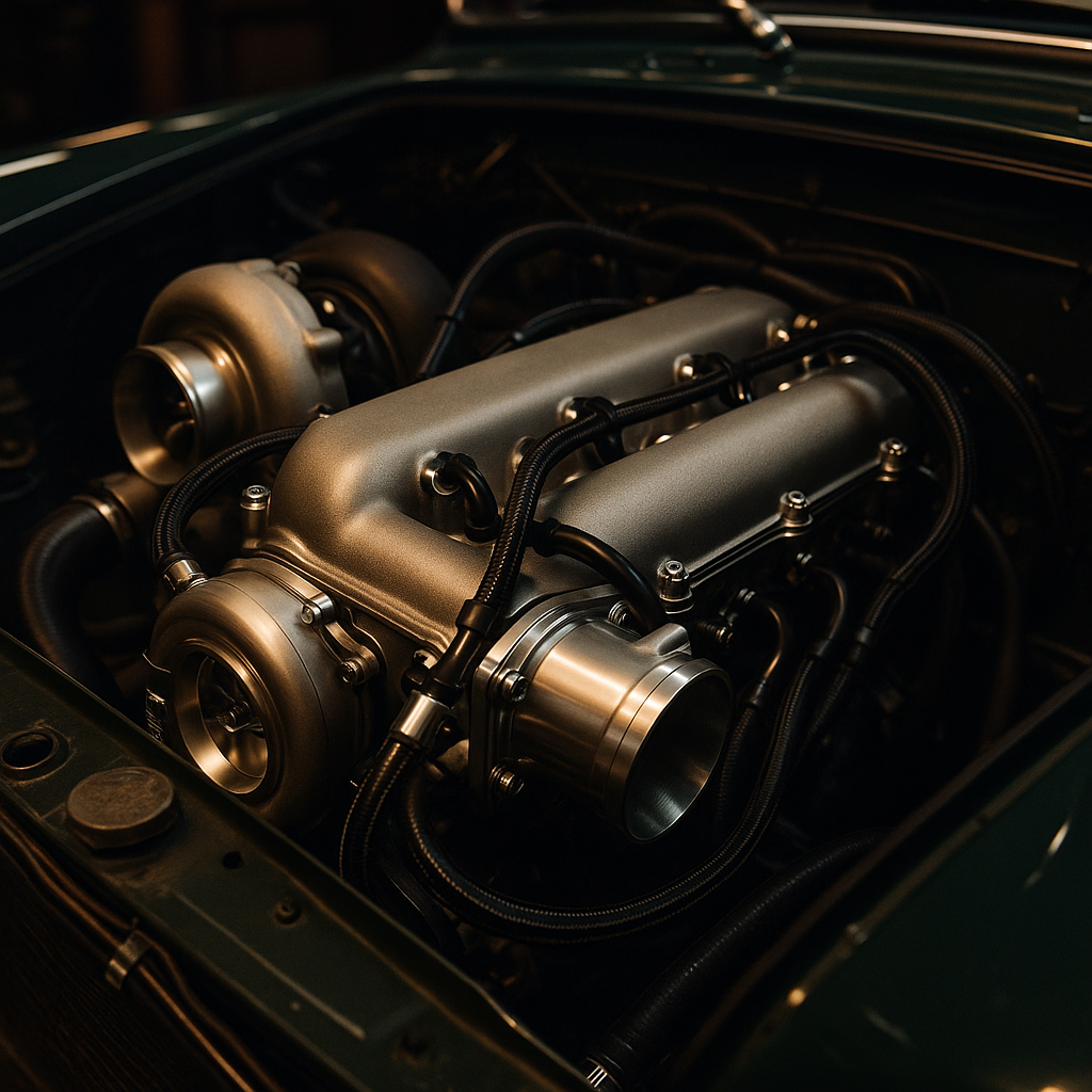 Modern engine fitted into a classic car as part of a restomod cars UK 2026 build