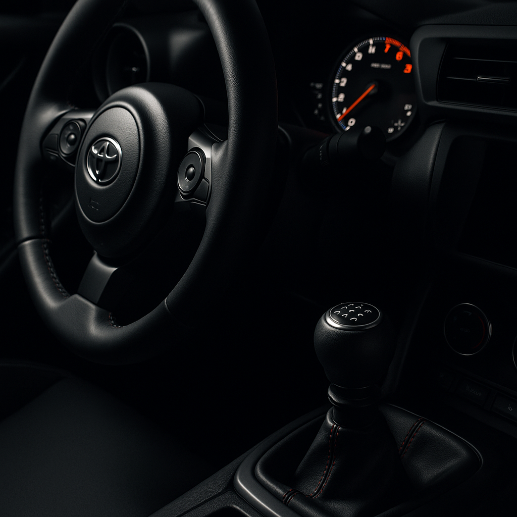 Toyota GR86 manual gearstick and cockpit interior, a key feature of one of the best sports cars under 30000 UK