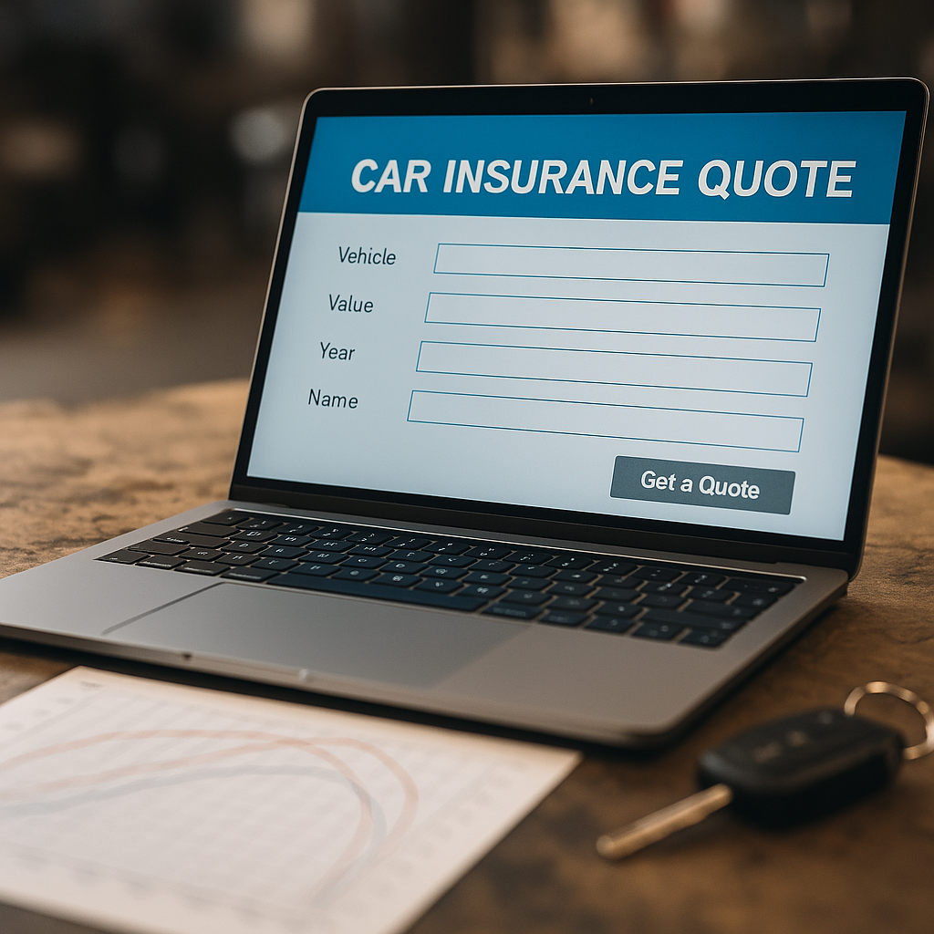Car insurance quote screen beside ECU remap dyno graph illustrating engine modifications car insurance UK documentation