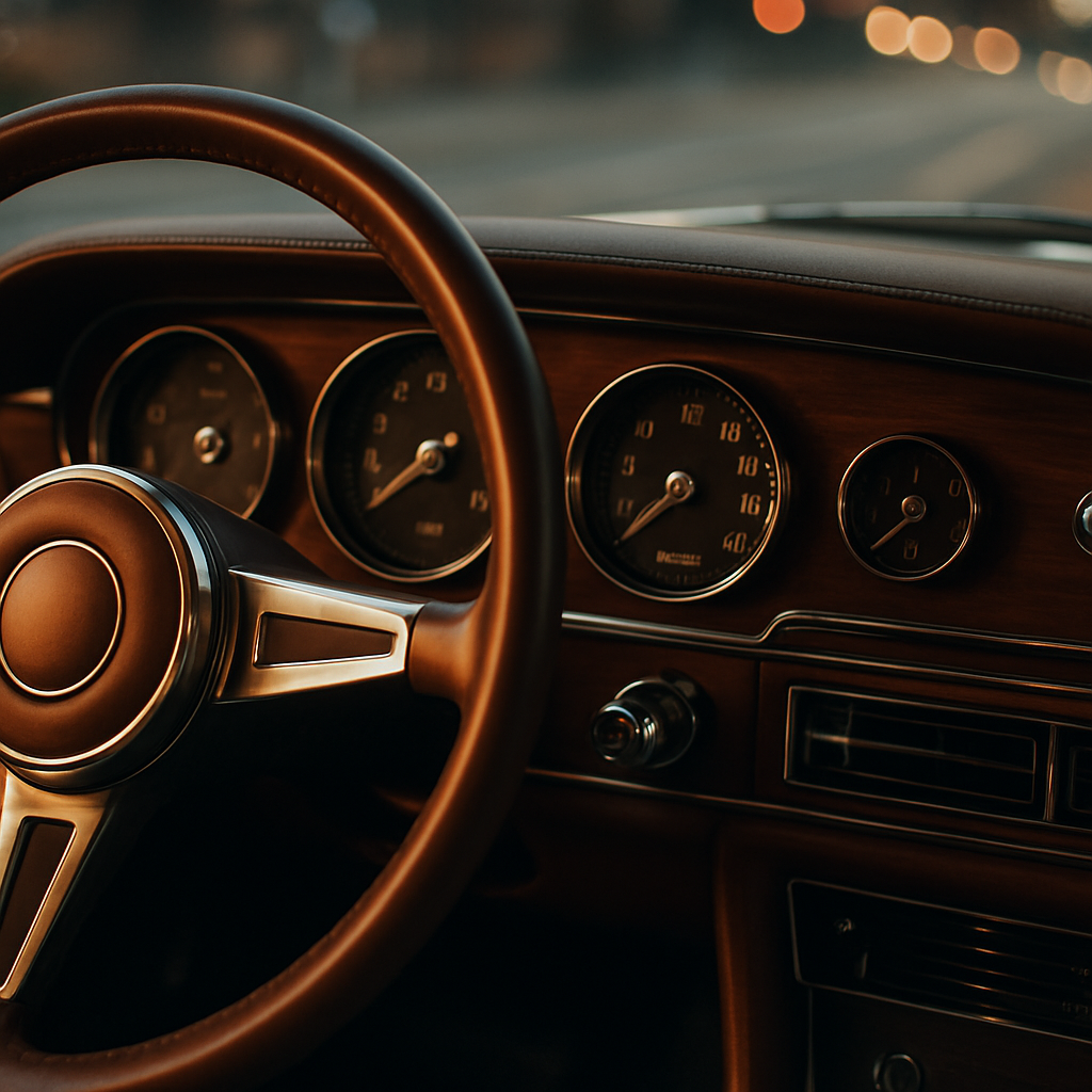 Vintage car dashboard interior detail representing classic car ownership affected by ULEZ classic car exemption UK rules